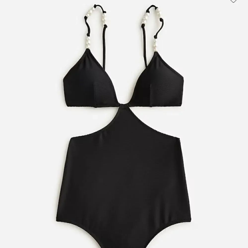 J.Crew Ribbed cutout one-piece swimsuit with pearls